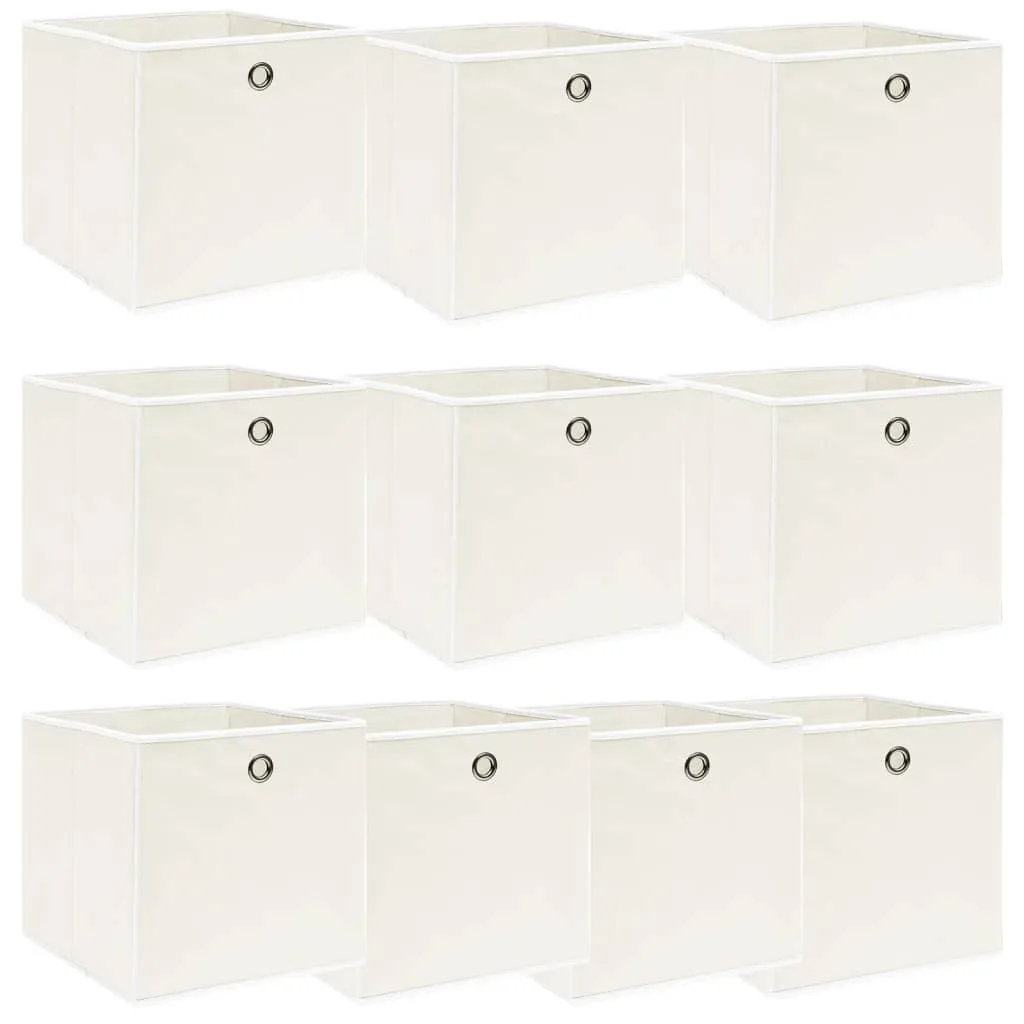 Storage Boxes 10 pcs White 32x32x32 cm Fabric