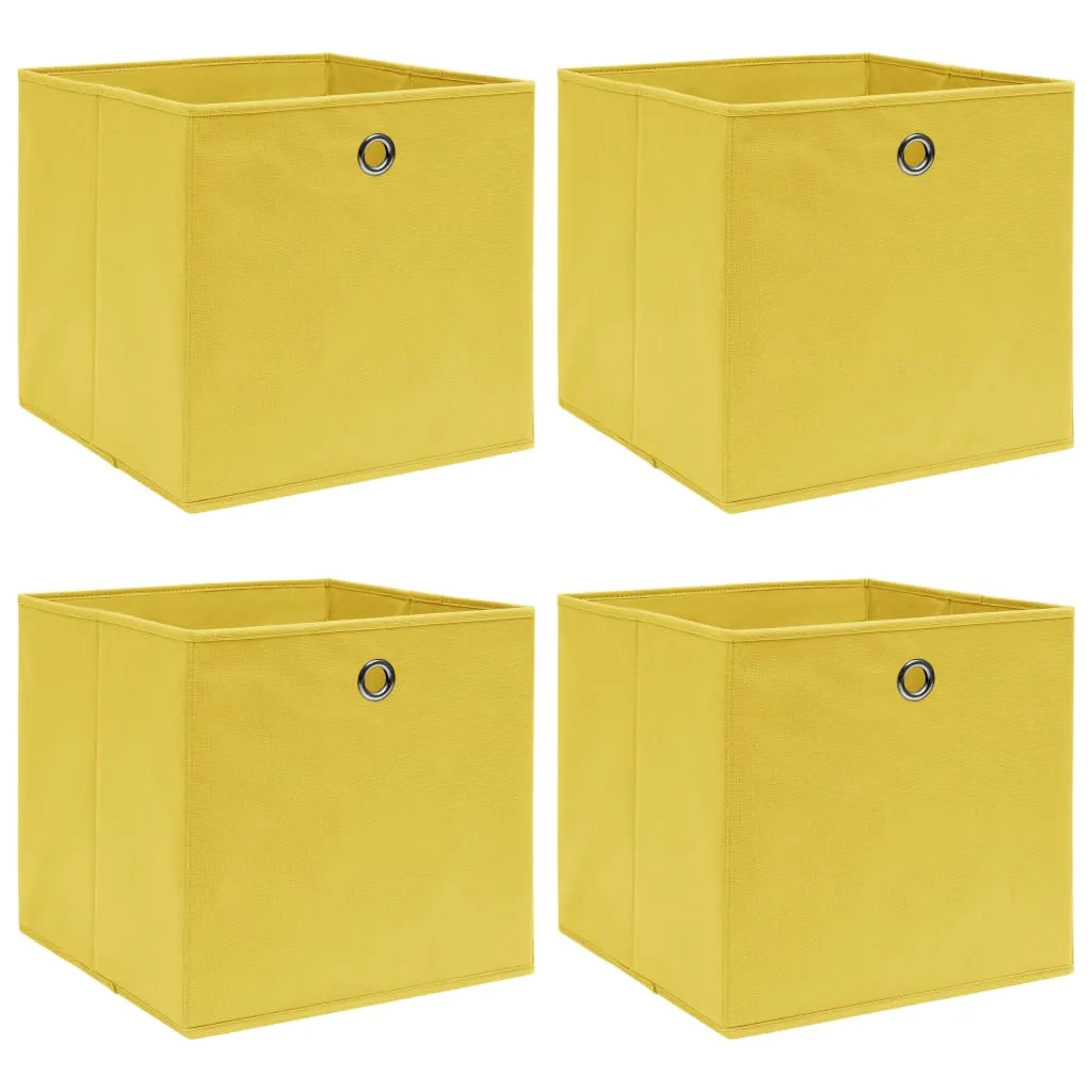 Storage Boxes 4 pcs Yellow 32x32x32 cm Fabric