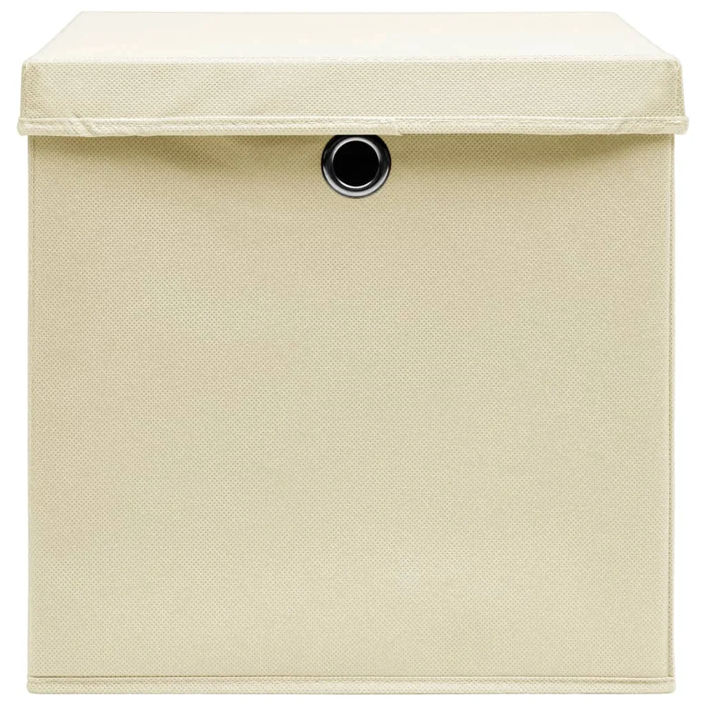 Storage Boxes with Lid 4 pcs Cream 32x32x32 cm Fabric