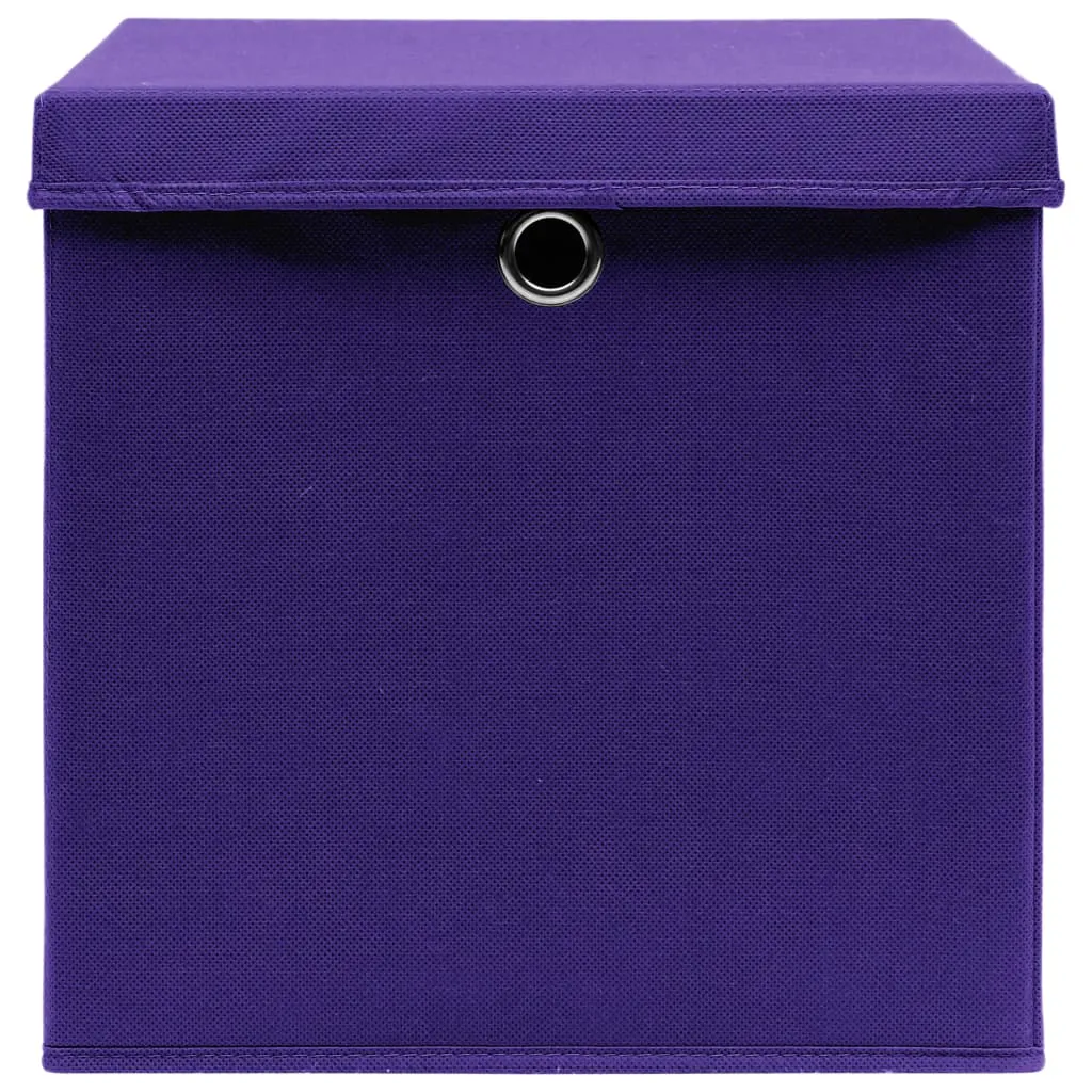 Storage Boxes with Lids 4 pcs Purple 32x32x32 cm Fabric