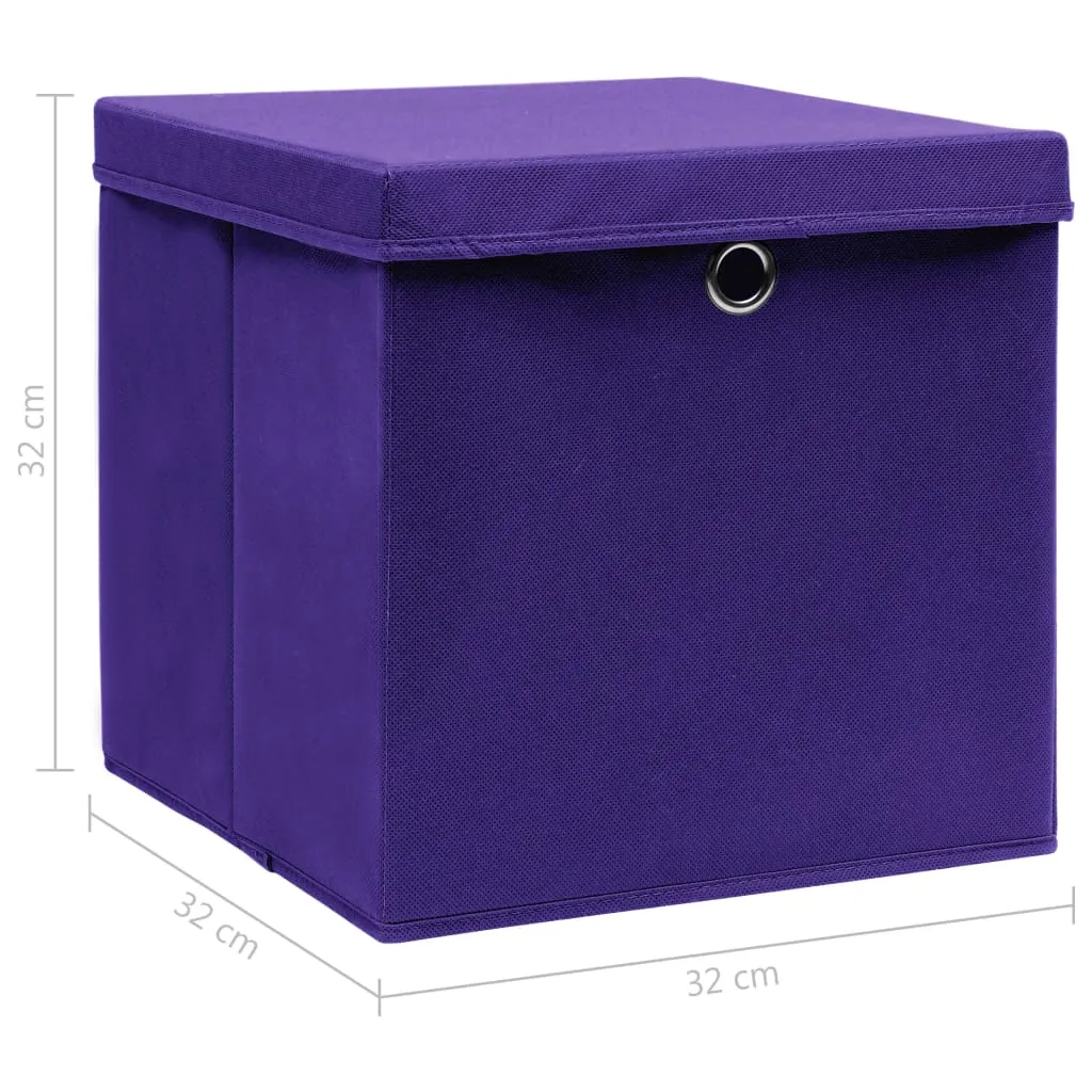 Storage Boxes with Lids 4 pcs Purple 32x32x32 cm Fabric