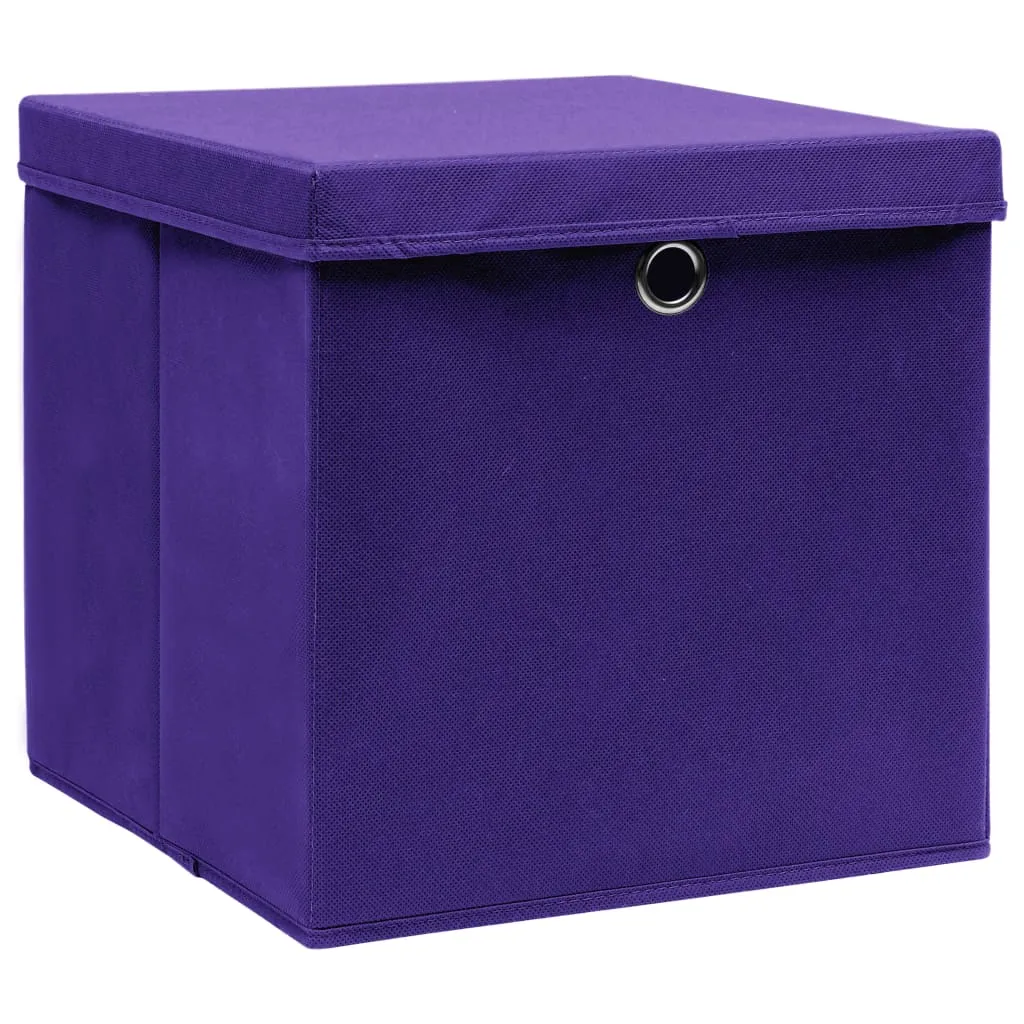 Storage Boxes with Lids 4 pcs Purple 32x32x32 cm Fabric