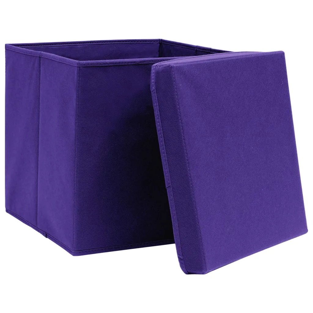 Storage Boxes with Lids 4 pcs Purple 32x32x32 cm Fabric