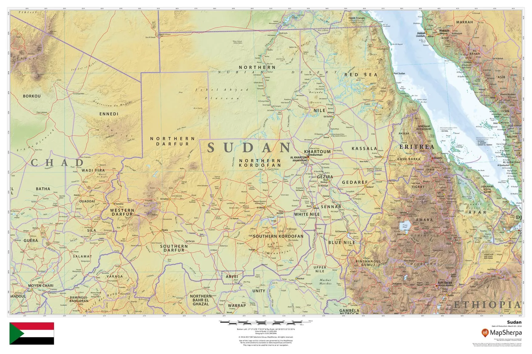 Sudan Wall Map 914 x 610mm