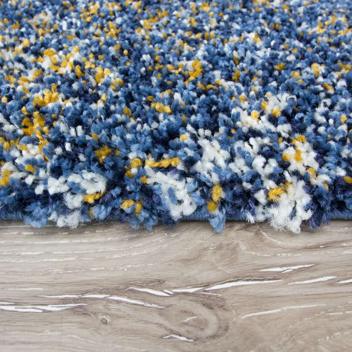 Super Soft Blue Bedroom Round Circle Shaggy Rug