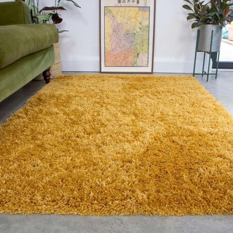 Super Soft Luxury Yellow Shaggy Runner Rug