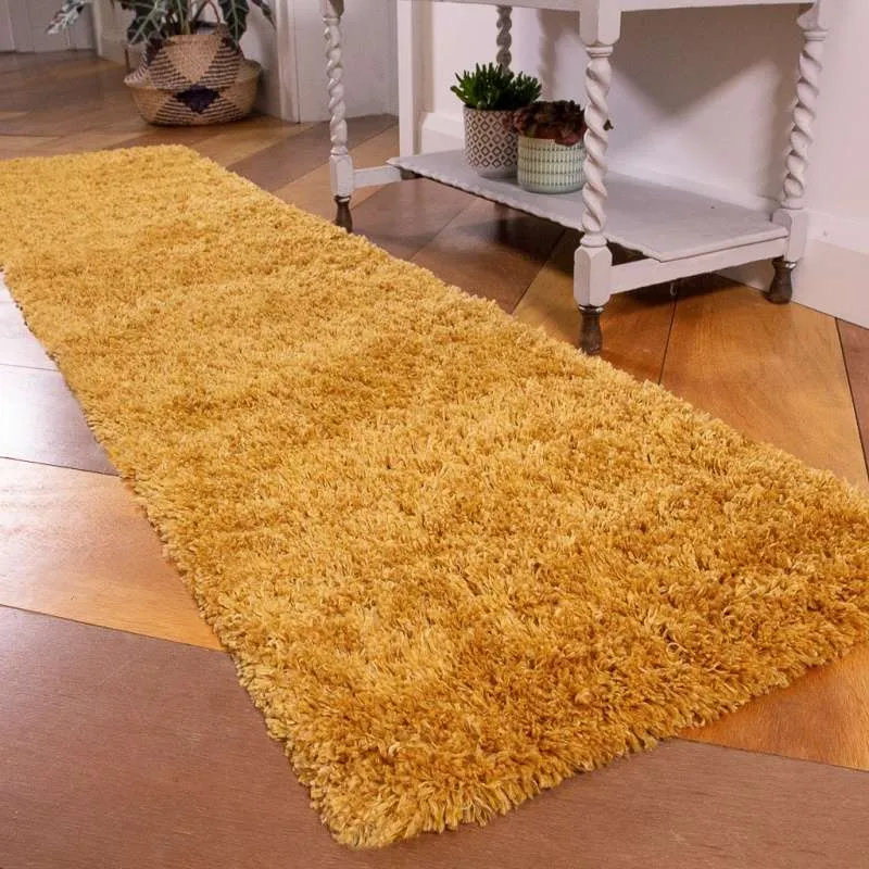 Super Soft Luxury Yellow Shaggy Runner Rug