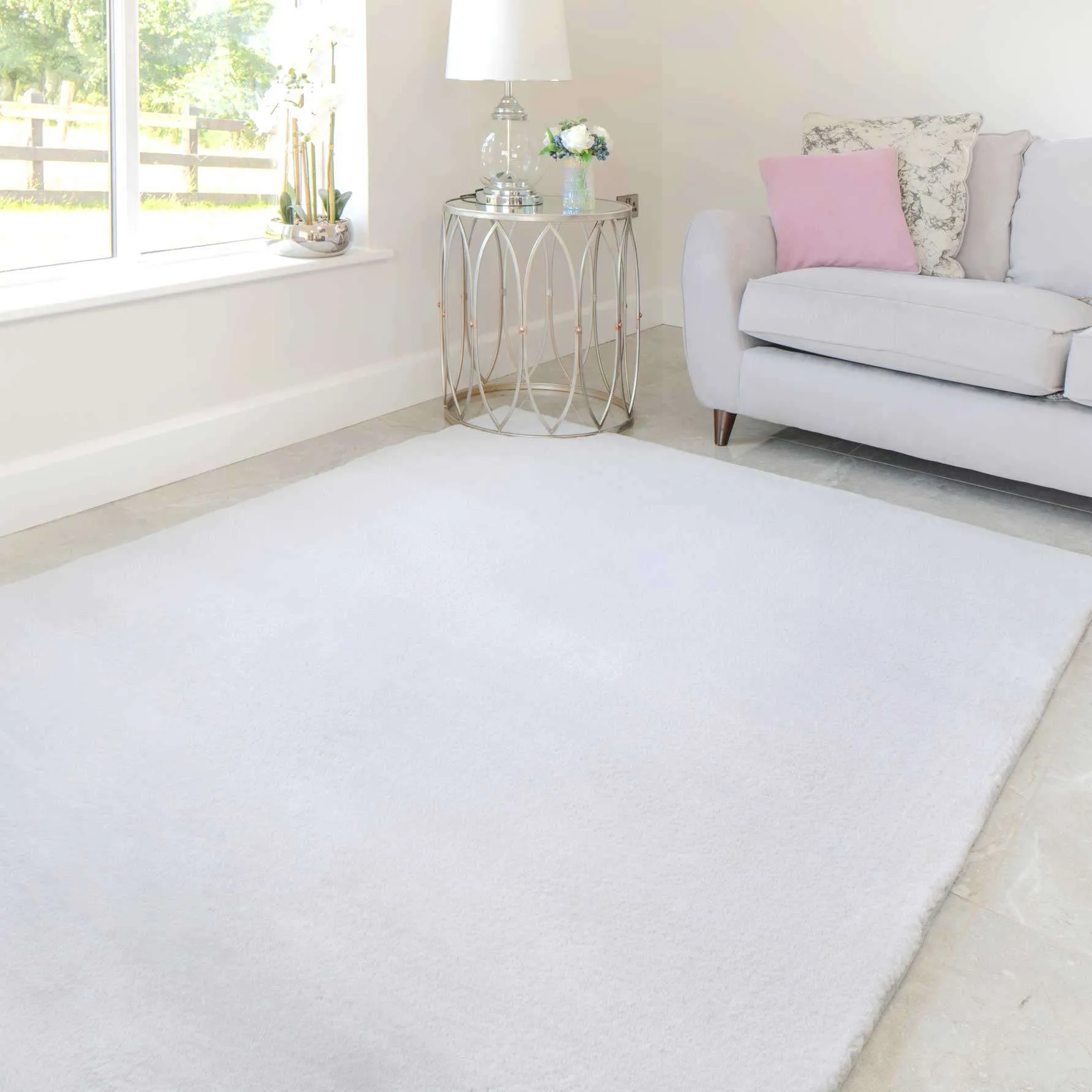 Super Soft Silver Faux Fur Runner Rug - Bugsy