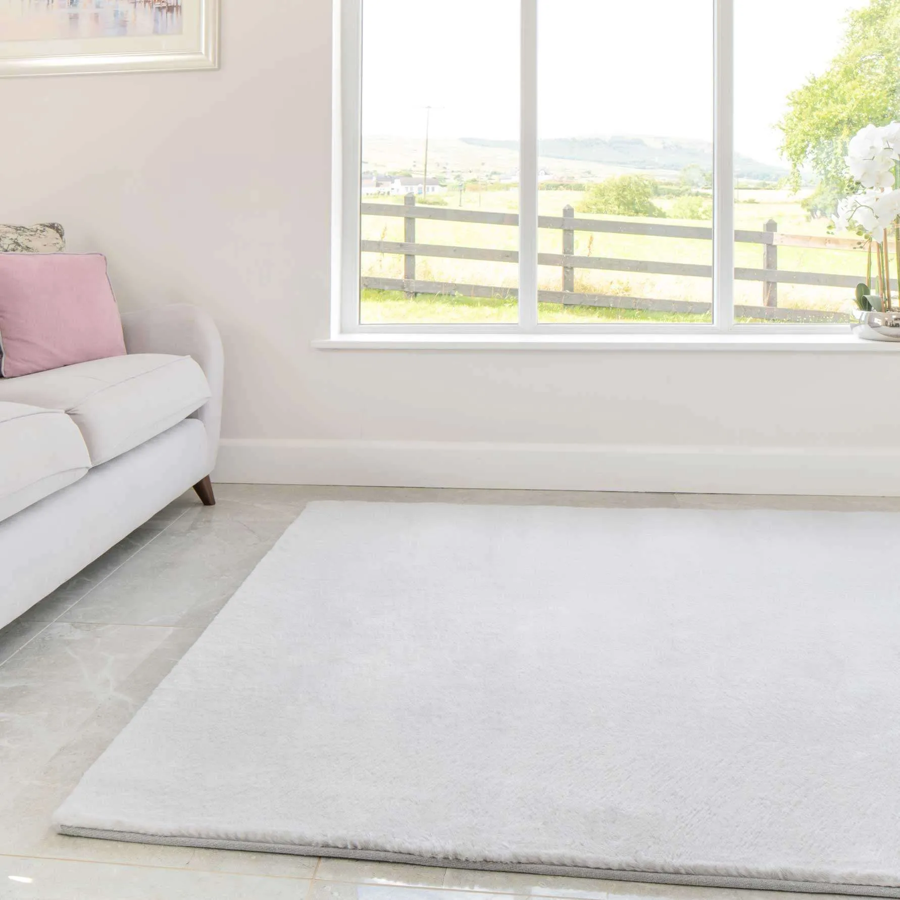 Super Soft Silver Faux Fur Runner Rug - Bugsy