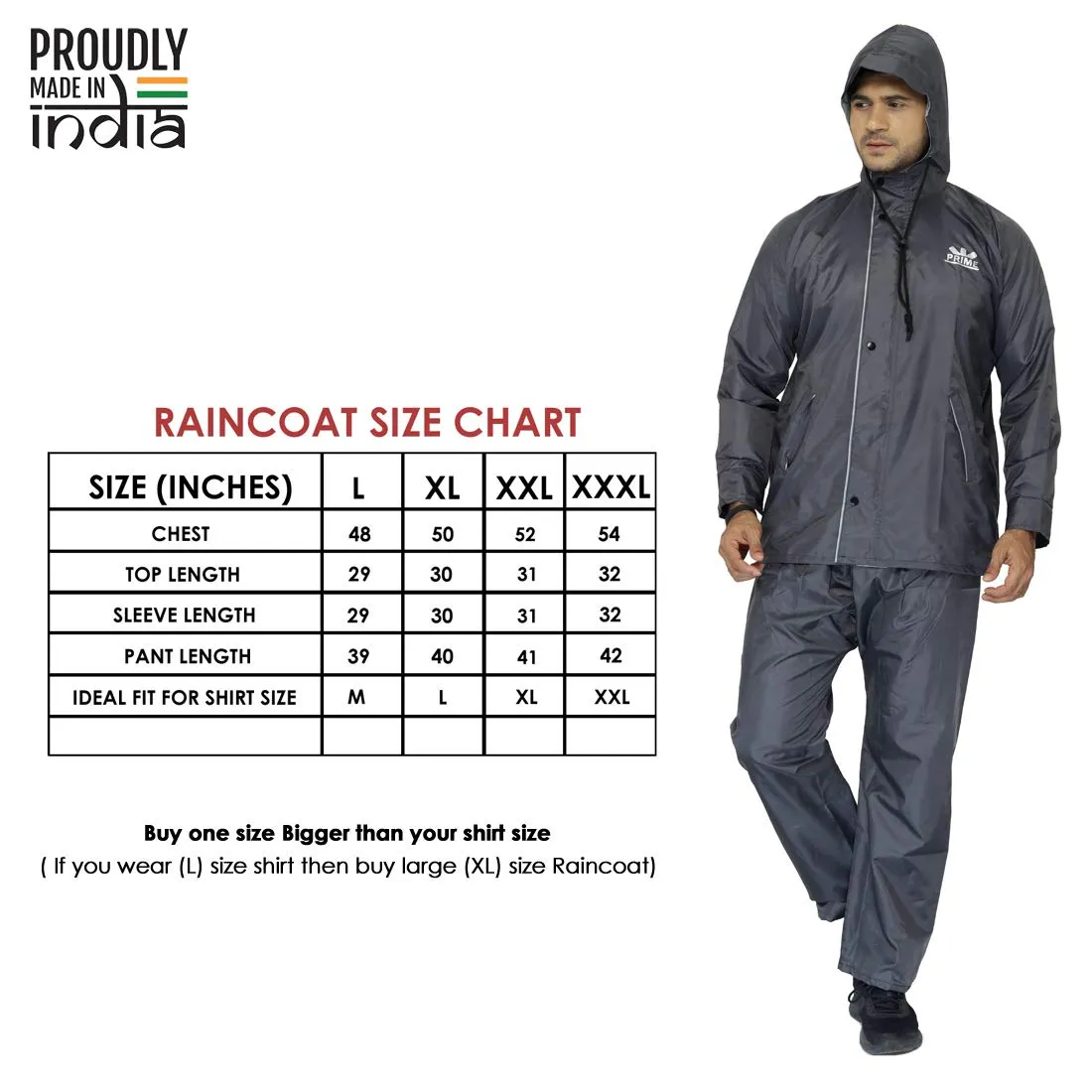 THE CLOWNFISH Rain Coat Waterproof Full Length Raincoat With Pants Polyester Reversible Double Layer Rain Coat For Men Bike Rain Suit Rain Jacket Suit Inner Mobile Pocket With Storage Bag(Grey Xxl)