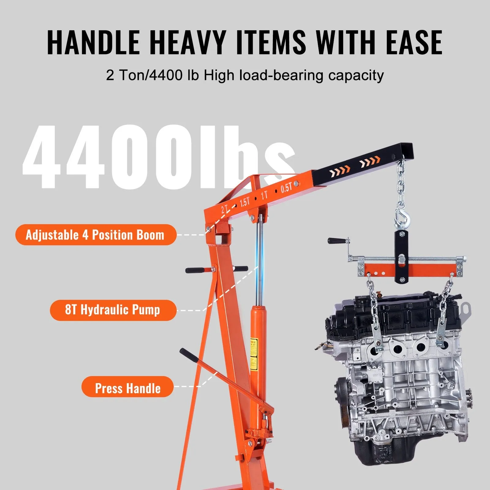 Vevor Hydraulic Engine Hoist with Leveler 2 Ton Cherry Picker Shop Crane New