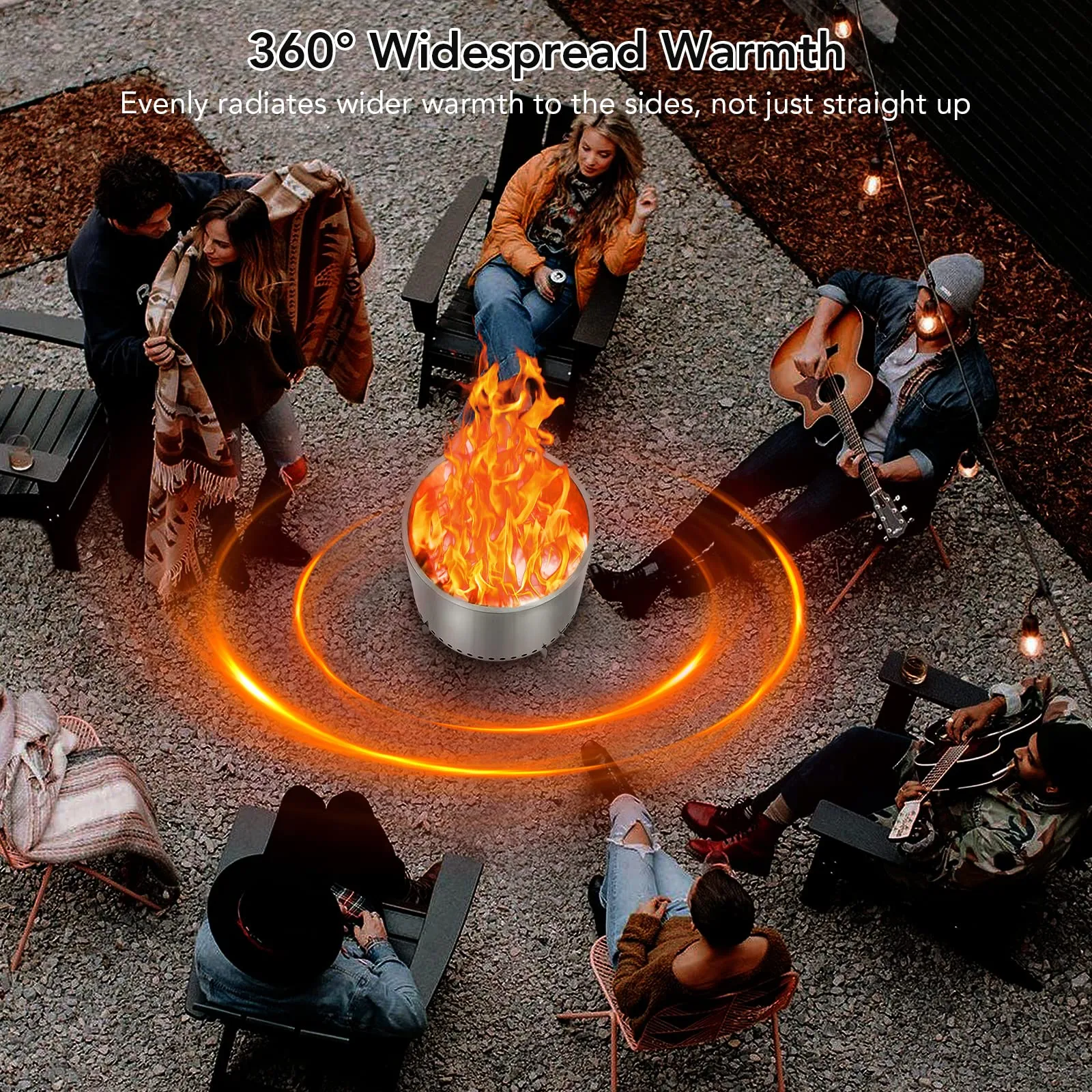 WHIZMAX 16.5 Inch Smokeless Fire Pit With Air Switch Wood Burning Portable Stainless Steel Outdoor Firepit