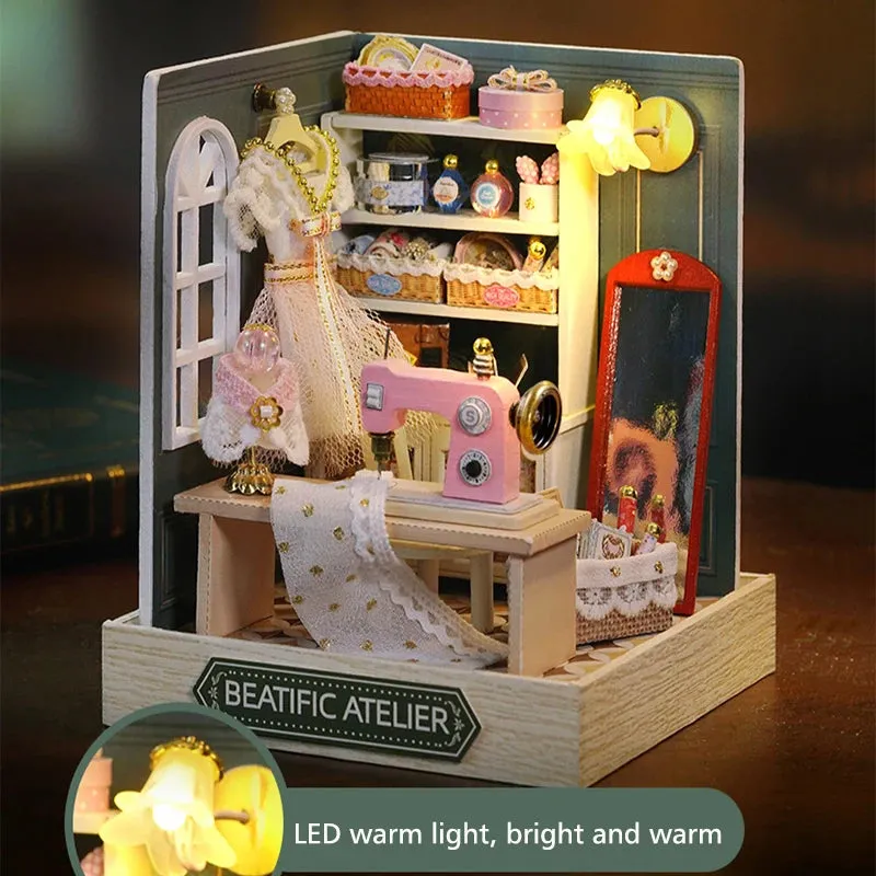 Wooden Miniature Doll House DIY Kit – 3D Puzzle Building Model with Furniture for Birthday Gifts and Home Decoration