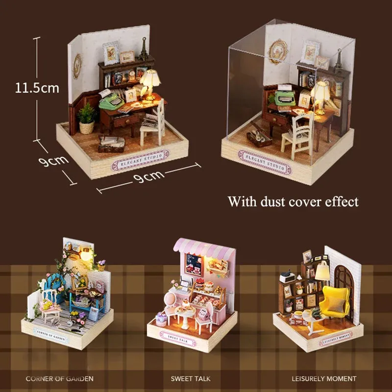 Wooden Miniature Doll House DIY Kit – 3D Puzzle Building Model with Furniture for Birthday Gifts and Home Decoration