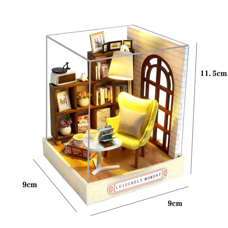 Wooden Miniature Doll House DIY Kit – 3D Puzzle Building Model with Furniture for Birthday Gifts and Home Decoration