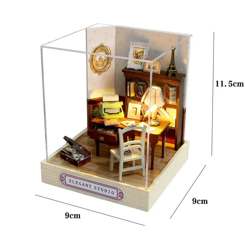 Wooden Miniature Doll House DIY Kit – 3D Puzzle Building Model with Furniture for Birthday Gifts and Home Decoration