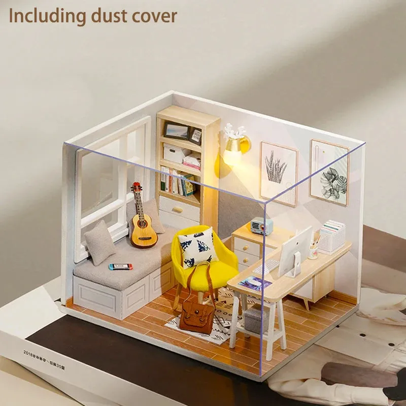 Wooden Miniature Doll House DIY Kit – 3D Puzzle Building Model with Furniture for Birthday Gifts and Home Decoration