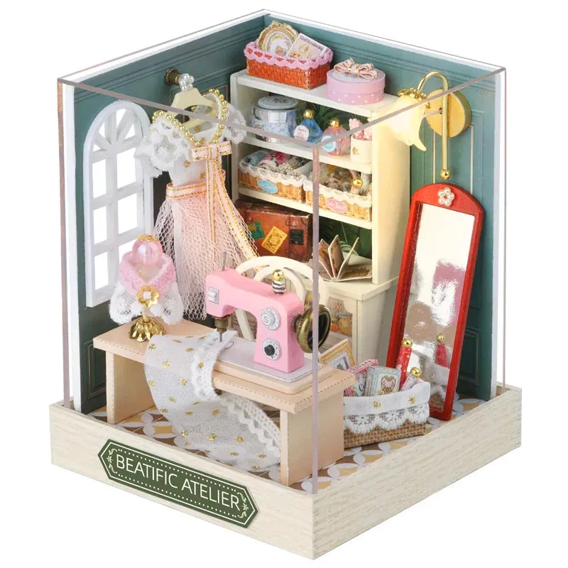 Wooden Miniature Doll House DIY Kit – 3D Puzzle Building Model with Furniture for Birthday Gifts and Home Decoration