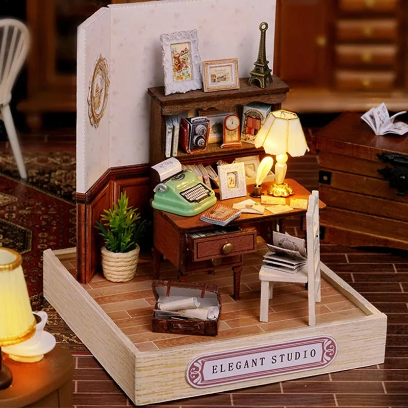 Wooden Miniature Doll House DIY Kit – 3D Puzzle Building Model with Furniture for Birthday Gifts and Home Decoration