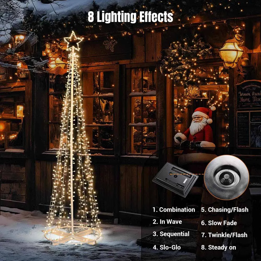 Yescom 9' Outdoor Christmas Tree Prelit Lightshow Solar Powered