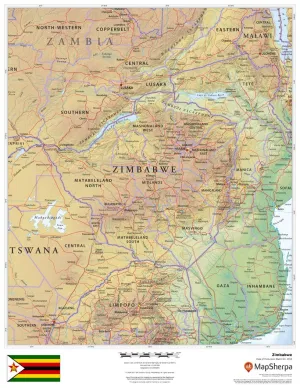 Zimbabwe Wall Map 864 x 1118mm